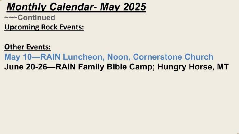 Calendar schedule-2505 May continued