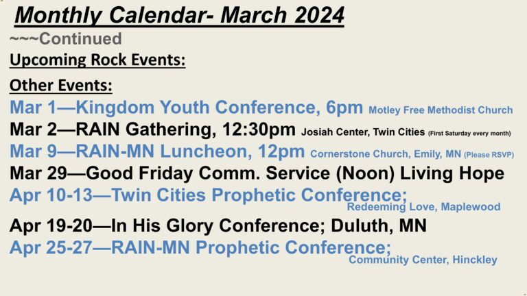 Calendar schedule-2403 March continued